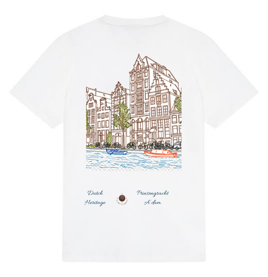 T-shirt met Prinsengracht grachtenpand-backprint